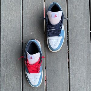 Nike Air Jordan 1 Low-Top Sneakers White/Navy Size 8 Mens